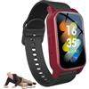 PEIKVOUL Smartwatch 4G per Anziani con SOS, Rilevamento Cadute, GPS, Videochiamate e Localizzazione in Tempo Reale, Orologio GPS per Anziani, Scheda SIM Richiesta (Rosso)