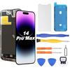 NB+ Schermo di ricambio per iPhone 14 Pro Max LCD Retina Full HD Display Digitizer con kit di strumenti di riparazione completo, pellicola proteggi schermo, nastro impermeabile