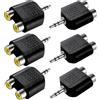 KUOQIY 6 Pezzi 3.5mm a RCA Splitter Adattatore, 3.5 mm Stereo Maschio a 2 RCA Femmina Jack Audio Adattatore Sdoppiatore, Nichelato