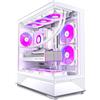 ANSAITE Case PC ATX, 6 ventole PWM ARGB preinstallate,gioco Type-C 270° full view vetro temperato Mid Tower Pure White ATX Computer Case, supporto RAD 360MM (Bianco)