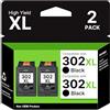 Washope 302 302XL Cartucce Sostituzione per Cartucce HP 302 XL Nero per HP Envy 4520 4522 4525 Officejet 3830 3834 4650 4652 Deskjet 1110 2130 3630 3632 3634 3636 (2 Nero)