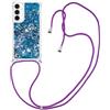 SNCLET Cover con Cordino per Samsung Galaxy A55 5G Brillantini Liquido Sabbie Mobili Protettivo TPU Silicone con Cordino Regolabile Custodia Bumper Case Lanyard Cover per Samsung Galaxy A55 5G,Blu