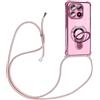 HomiTunky Custodia per Cellulare Girocollo per Huawei Mate 60 Pro Tracolla con Specchio Anello Kickstand, Practical Stylish Trasparente Silicone TPU Flessibile Antiurto Protettivo Cover, Oro rosa