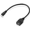 conecto cavo OTG, spina Micro USB B a presa USB-A, placcato oro, 20cm, nero