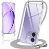 Coiwxmoi Cover per OPPO A40/OPPO A40m con Cordino 6,67,Trasparente Custodia con Laccio Tracolla Corda Catena Cinghia,Ultra Morbido Silicone TPU Antiurto Case, Grigio Chiaro