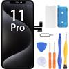 LL TRADER Schermo di ricambio per iPhone 11 Pro 5.8 pollici LCD Retina FHD Display COF Touch Screen Digitizer con kit di strumenti di riparazione, nastro impermeabile e protezione dello schermo 03