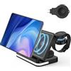 suonee Stazione di ricarica induttiva per Samsung Galaxy Z Fold 7/6/Z Flip 7/6/S24 S23 S22 Ultra Galaxy Watch 7 6 5 4 3 Buds (nero)