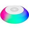 Generico Floating Pool Speaker, Waterproof Wireless Design, Built in Colorful Lights, White, 8 Light Modes, Rechargeable Audio, Pool, Shower, and Garden Use.