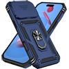 IMEIKONST Cover per iPhone 17 Pro Max, Militare Armor Protezione Custodia Supporto ad Anello a 360° Copertura Fotocamera Scorrevole Antiurto Custodia per iPhone 17 Pro Max. Blu JXT