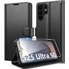 Eirltiy Cover per Samsung Galaxy S25 Ultra 5G Portafoglio Pelle PU Premium, Custodia Scomparti Carte Antiurto Protettiva Case con 1 Vetro Temperato, Nero