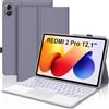 Occtingkind Custodia con Tastiera Bluetooth per Xiaomi Redmi Pad 2 Pro & Poco Pad M1 (2025) 12,1, Italiano QWERTY, Retroilluminazione 7 Colori e con Touchpad, Lavanda