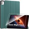 Heioloo Custodia per Honor Magic Pad 4 12.3 Cover in Pelle Case, + [1 Pezzi] Vetro Temperato Pellicola Protettiva [Auto Svegliati/Sonno][Supporto Funzione ] [Anti-Scratch] Verde