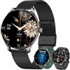 MYSHUN Smartwatch Uomo and Smartwatch Donna Chiamata Bluetooth e Risposta Vivavoce, 100+ Modalità Sport Notifiche Messaggi Orologio Fitness Tracker per Android iOS (Nero)