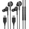 WASRUYI Auricolari con cavo USB-C con microfono (confezione da 2) Cuffie intrauricolari con cavo di tipo C, compatibili con Samsung Galaxy S23 S22 S24 Ultra Noise Cancelling Android Phone Earbuds Pro Max Fold