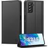 Kirnntca Custodia a libro per Samsung Galaxy S21 FE 5G, in pelle sintetica di alta qualità, con scomparto per carte di credito, funzione leggio, colore nero