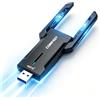 COMFAST Adattatore WiFi USB Chiavetta WiFi PC Fisso USB 3.0 Wi-Fi6 Tripla Banda 5400Mbps Doppia Antenna Supporta OFDMA MU-MIMO, WPA3, Installazione Veloce Senza Driver Compatibile Windows 10 11
