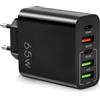 AXFEE 65W Caricatore Rapido USB Multipla PD & QC3.0, Alimentatore Caricabatterie Spina USB-C 5Porto,da Muro, Carica Cellulare per iPhone 17/16/15/14/13/12/11/Pro/Pro Max,Samsung Galaxy,Xiaomi,Huawei