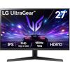 LG UltraGear Gaming Monitor 27GS60F, 27, 1080p, 180Hz, tempo di risposta 1ms, display IPS, HDR 10, compatibile con NVIDIA G-Sync e AMD FreeSync, risparmio energetico intelligente, Displayport, HDMI