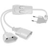 HuaLiSiJi Prolunga Cavo Europeo con Interruttore 2.5A 250V Cavo Prolunga Doppio Presa Europea 2x0.75mm² Angolo 90° Cavo con Interruttore Europea per Elettrodomestici Lampada TV PC Ecc (Bianco 0.5m)