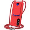 SNCLET Case per Samsung Galaxy A56 5G Custodia con Cordino Silicone Liquido TPU Morbido Bumper Cover con Porta Carte Corda Cordino Regolabile Protective Custodia per Samsung Galaxy A56 5G,Rosso