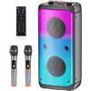TAMPROAD Altoparlante Bluetooth, 80 W, wireless, TWS, portatile, per feste all'aperto, con subwoofer, bassi profondi, luci colorate a LED, suono stereo forte per casa, campeggio