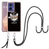 SNCLET Custodia per Motorola Moto G85 Cover Cordino TPU Edges PC Back Antiurto Anti Scratch Custodia con Lanyard Collana Staccabile Regolabile Protettiva Case per Motorola Moto G85,Gatto Tigrato
