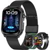 MYSHUN Smartwatch Uomo and smart watch donna Chiamata Bluetooth e Risposta Vivavoce, Smart Watch con100+ Modalità Sport Notifiche Messaggi Orologio Fitness Tracker per Android iOS (Nero)