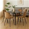 Dmora - Set di 4 sedie Pismo, Poltrona Rivestita in Velluto, Sedia da Pranzo Imbottita, Seduta per riunioni, 45x56h87 cm, Beige