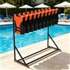 Laohucai Porta giubbotti di salvataggio resistente, scaffale portaoggetti per attrezzatura da piscina con ruote girevoli, organizer per piscina per giubbotti di salvataggio, asciugamani(2-Tier)