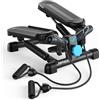 MERACH Stepper 2 in 1 per Casa, Mini Stepper Silenzioso da Fitness 150 kg con Monitor LCD, Stepper Oscillante Su-Giù con Power Ropes per Allenamento Gambe/Braccia/Glutei, Esercizio per Ufficio a Casa
