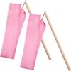 WHAMVOX Nastri per Ginnastica Ritmica Rosa 2 Unitá Manico in Legno e Nastro di Tessuto per Esercizi e Allenamento