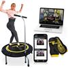 Boogie Bounce Studio Rebounder | Doppio trampolino pieghevole e super silenzioso per adulti e bambini | Nuova app mobile e allenamenti online ogni mese | Manico regolabile e limite di peso 20°