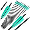 PYMUST 12 frecce Carbonio Misto da 28 Pollici Spine 500 OD 7,8 mm, Penne Naturali di Tacchino da 4 Pollici e Punte 100 grani, per tiro con Arco e Caccia