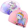 HAPZUR Cuffia Piscina Bambina 2 Pezzi, in Silicone per Capelli Lunghi, Impermeabile & Elastica, Protezione Ottimale per il Nuoto