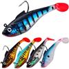 Eulihent Set di 5 Esche da Pesca Morbida Silicone Esche da Nuoto 11 cm Mare Esche Artificiali Swimbait Artificiale con T-coda e Testa a jig Esca Pesca per Spigole Bass Lucci Trote Carnivori (24.5 g)