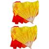 Housoutil 2 Pezzi Ventaglio Pieghevole in Legno Design a Forma di Fuoco Sfumata Allungata in Faux Silk per Danza del Ventre, Adatto a Performance su Palco e Festival per Adulti