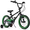 Glerc Razor Bici Bambini 16 Pollici per Ragazzi Giovani 4 5 6 7 Anni Prima Bicicletta Stile BMX con Cavalletto & Campanello Sicurezza & Rotelle Amovibili, Nero con Pneumatici Verdi