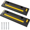 COSTWAY Ferma Ruota per Veicoli da Garage, Set di Fermaruote in Gomma per Parcheggi, con Strisce Riflettenti, per Uso Interno ed Esterno, 54,5 x 16 x 9 cm