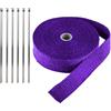 LKRXW Benda Termica Scarico Auto Isolante Collettori Moto Nastro Termico | Fibra Vetro Fascia Termico Collettore Nastro Termiche Protettivo Calore Resistente Viola 2,5CM X 5M Con 6 Fascette