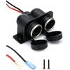 QWORK® Presa Accendisigari per Auto, DC 12V Presa Impermeabile con Cavo di Prolunga 60cm e Fusibile 10A per Auto Moto Camion Barca (Doppio Porto)