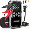 BSMOOM Avviatore di emergenza da 6000 A con compressore d'aria 150 PSI, power bank da 12 Volt (tutti i gas/diesel da 10 litri), alimentatore di avviamento per auto con cavi di avviamento, 3 luci, display LCD