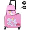 LIFEZEAL 18 Valigia Cabina Bambino con ruote con 12 Zaino Valigia da Inforcamento per Bambini con Corda per Tirare, Valigia da Viaggio Portatile con Motivi Animali Carini per Viaggio