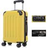 YONSLY Valigia da Viaggio con Lucchetto TSA e Cerniera YKK, Guscio Rigido, 4 Ruote a 392°, Lucchetto a Combinazione, Maniglia Telescopica (Giallo, M)