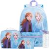 Get Trend Disney Frozen Elsa Anna 4 Pezzi Grande Zaino Ragazza Set con 46 cm Zaino, Borsa Termica Porta Pranzo, Borraccia 500 ml Senza BPA e Astuccio (Blu Frozen)