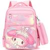 Roffatide 2Pcs Set School Backpack per ragazze studenti con borsa a matita Kawaii Bambini Borsa da libro per scuola di viaggio uso quotidiano Rosa