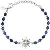 Breil, Collezione Sound Wave, Bracciale Uomo con Sfere Intervallate in Acciaio Lucido e Sodalite, Arricchito da un Ciondolo in Acciaio a Tema Marino, Lunghezza Regolabile