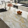 Stickyart Carta da Parati Adesiva Muro Marmo Beige Oro 30cmx400cm Pellicola Adesiva per Mobili Effetto Marmo Rivestimento Parete Carta da parati Moderna Adeisivi Murali Impermeabile per Bagno Cucina