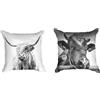 Ulticool - Federa per cuscino - Mucca delle Highlands scozzesi - Set di 2 motivi - 45 cm x 45 cm - Cuscino decorativo senza imbottitura - Fodera per cuscino per divano/letto - Nero bianco