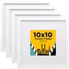 Egofine Cornice portafoto 25 cm x 25 cm, in legno con vetro acrilico, cornice in MDF, set da 4 pezzi, passepartout per foto 15 x 15 cm, cornice quadrata per montaggio a parete o da tavolo, colore