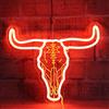 MinIeoh Longhorn - Insegna al neon con teschio di toro per cowgirl e cowboy, in Texas, con testa di mucca in corno lungo, dimmerabile, decorazione da parete, alimentata tramite USB, per ufficio, bar, grotta